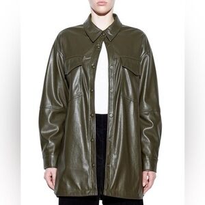 Apparis Dark Green Faux Leather Jacket